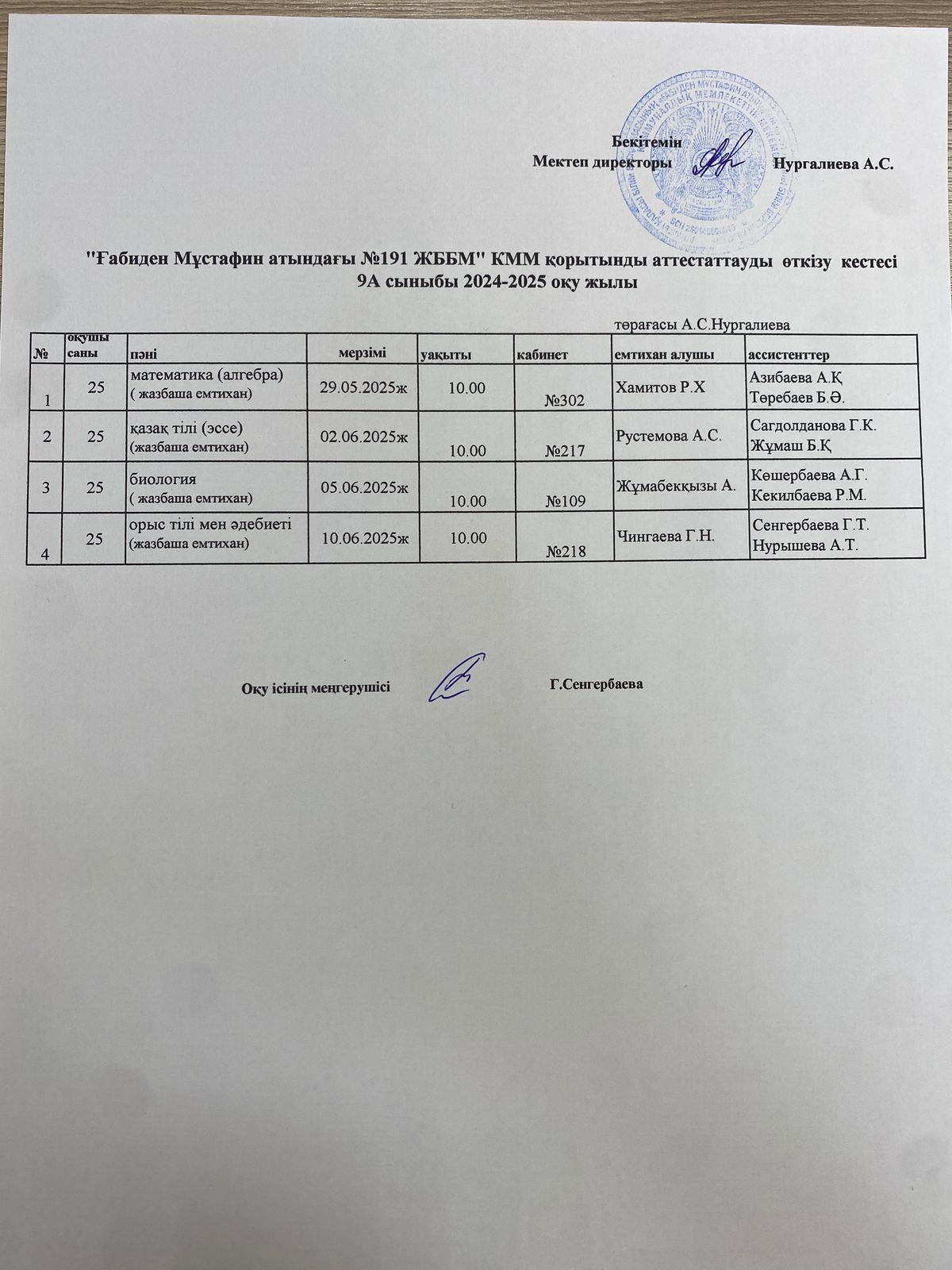 Расписание государственных экзаменов за 9 классов